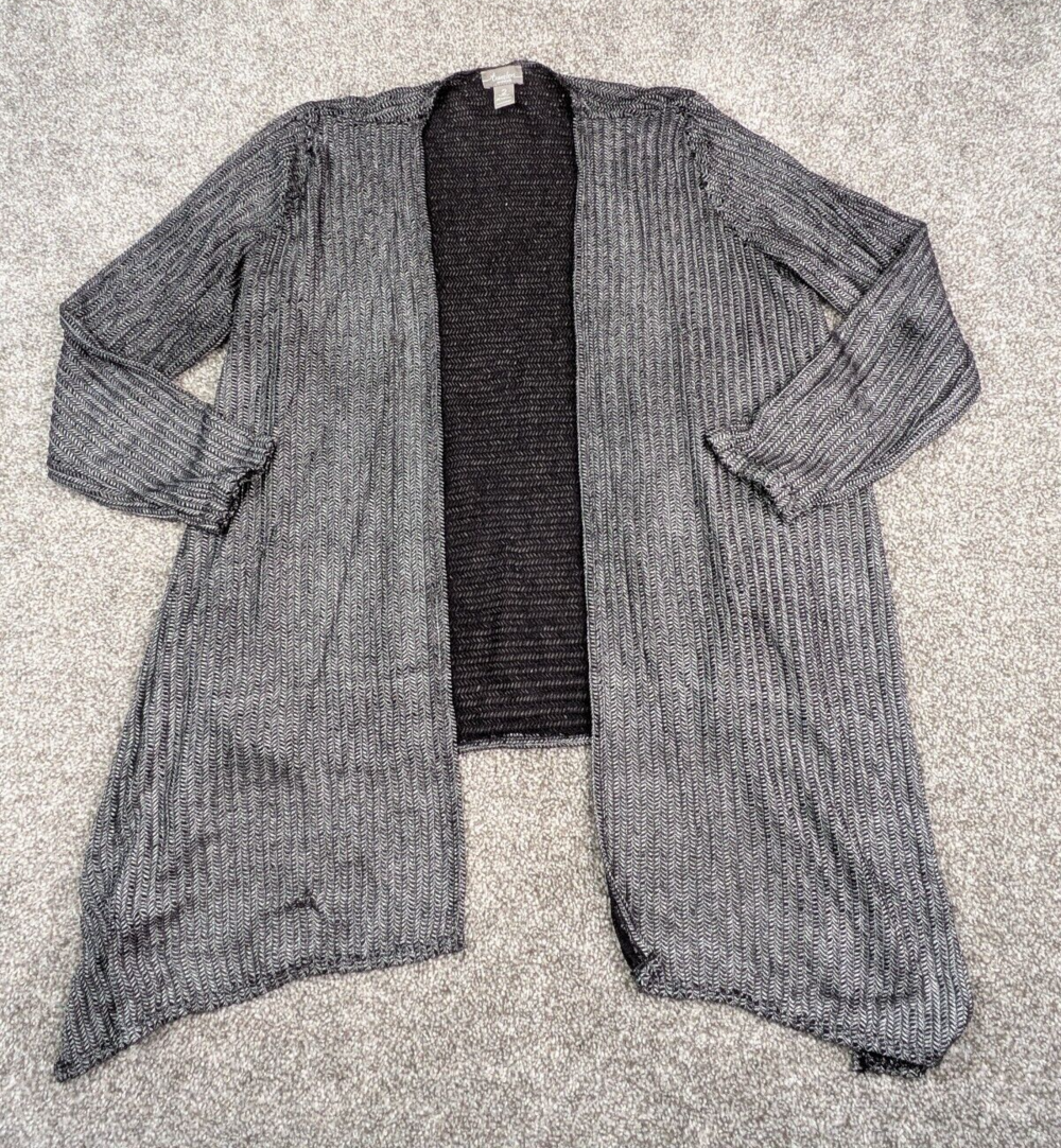 Chicos Travelers Sweater Womens 2 Cardigan Metallic Sheer Slinky Drape Waterfall